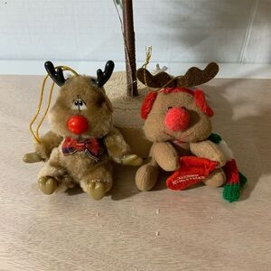 Russ Berrie Reindeer Ornaments Christmas Plush Stocking Stuffer